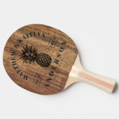 Raw Cedar Wood Tropical Pineapple Wedding Crest 卓球ラケット (横)