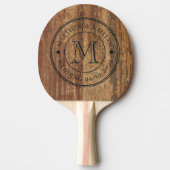 Raw Cedar Wood Wedding Monogram 卓球ラケット (正面)