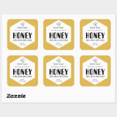 Raw Honey Trendy Beehive Design Jar Label スクエアシール (シート)