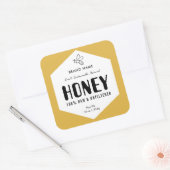 Raw Honey Trendy Beehive Design Jar Label スクエアシール (封筒)