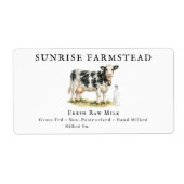 Raw Milk Cow | Farmstead Dairy Custom Label ラベル (正面)