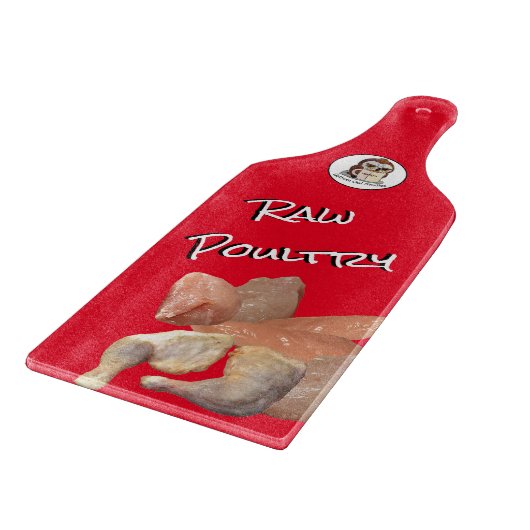 Raw Poultry Glass Cutting Board (with handle) カッティングボード (角)