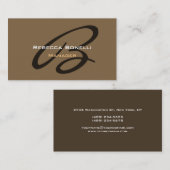 Raw Umber Brown Monogram Manager名刺 名刺 (正面/裏面)