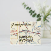 Rawlins WYヴィンテージマップ ポストカード (スタンド正面)