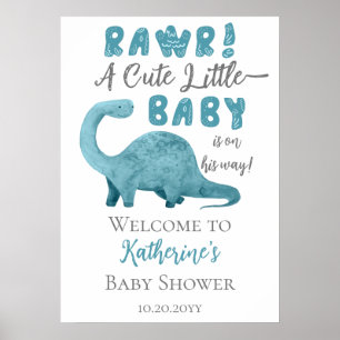 Rawrかわいい小さなベビーが途中の赤ちゃんシャワー ポスター