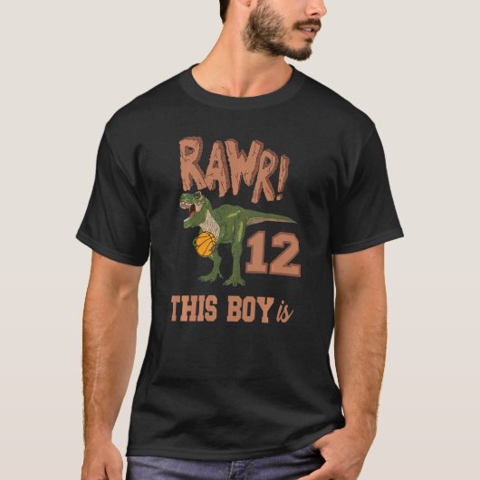 Rawrこの男の子は12恐竜12番目の誕生日レックスバス Tシャツ (正面)