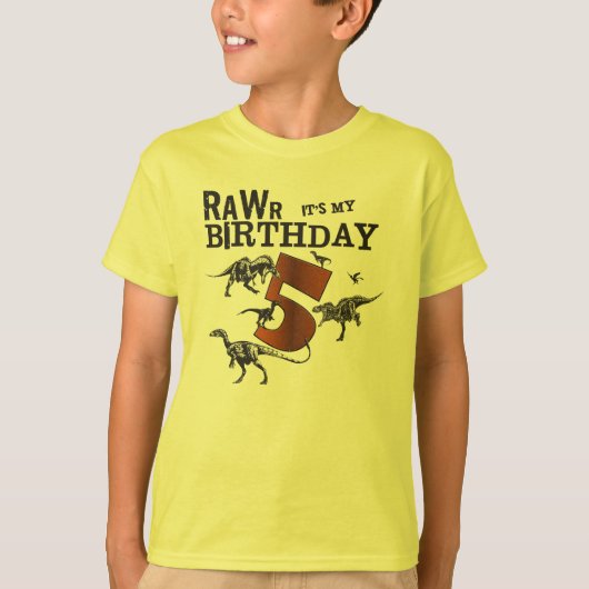 Rawrの恐竜の誕生日のワイシャツ Tシャツ (正面)