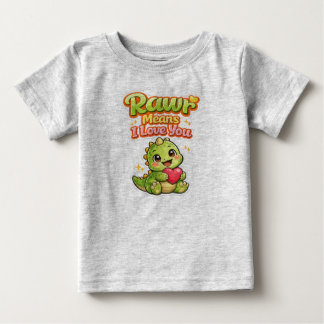 Rawrは愛してるって意味だよ 3-6ヶ月の赤ちゃん用Tシャツ ベビーTシャツ