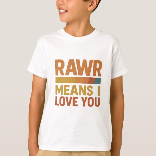 Rawrは私があなたを愛する子供のTシャツを意味 – かわいい恐竜 Tシャツ (正面)