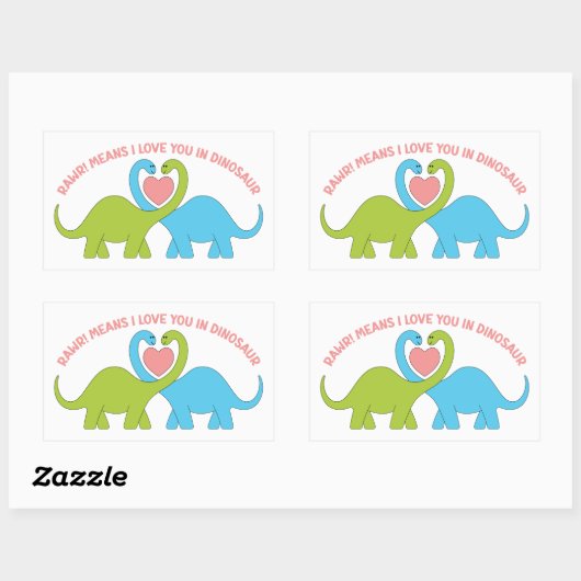 Rawrは私が恐竜のかわいいDinoカップルであなたを愛していることを意味 長方形シール (シート)