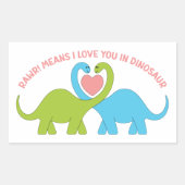 Rawrは私が恐竜のかわいいDinoカップルであなたを愛していることを意味 長方形シール (正面)