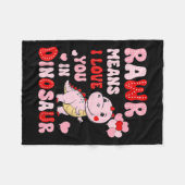 Rawrは私が恐竜のバレンタインであなたを愛していることを意味ハート フリースブランケット (正面(横))