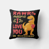 Rawrは私が恐竜のバレンタインデーであなたを愛していることを意味 クッション (裏面)