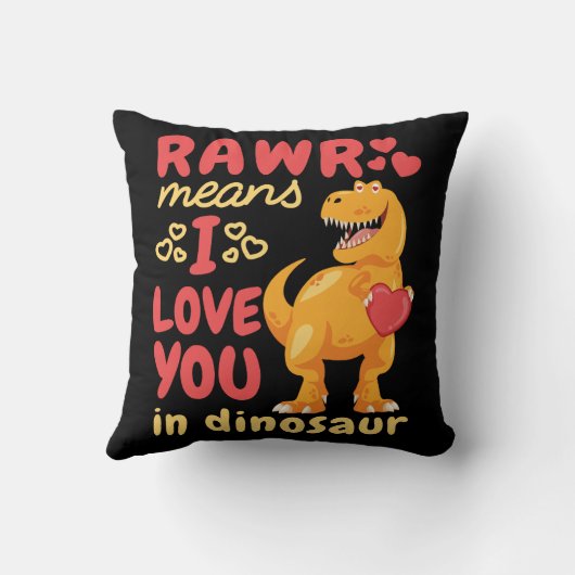 Rawrは私が恐竜のバレンタインデーであなたを愛していることを意味 クッション (裏面)