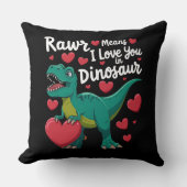 Rawrは私が恐竜Tレックスバレンタインであなたを愛することを意味 クッション (正面)