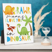 Rawrは私が男の子の恐竜の部屋の看板を愛していることを意味する フォトプラーク (側面)