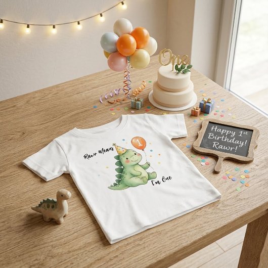 Rawrは1歳の誕生日って意味だよ ベビーTシャツ