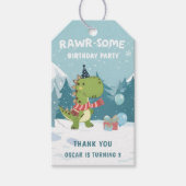 RAWR恐竜の冬の誕生日 ギフトタグ (正面)