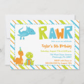 RAWR恐竜の誕生日パーティーへの招待 招待状 (正面)