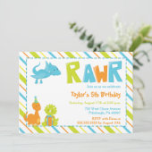 RAWR恐竜の誕生日パーティーへの招待 招待状 (スタンド正面)