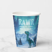 RAWR+オーロラ+恐竜+冬+誕生日  紙コップ (裏面)