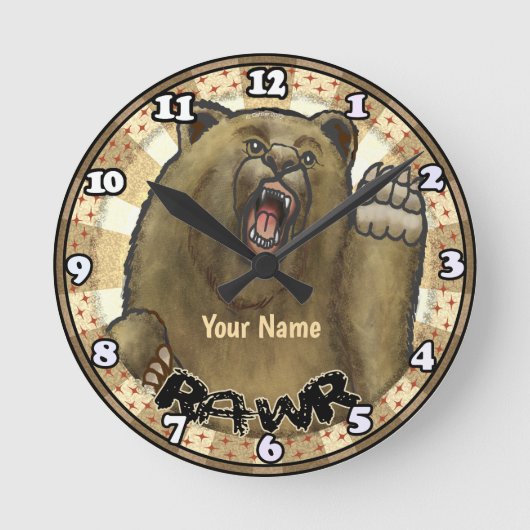 Rawr ベア時計 ラウンド壁時計 (正面)