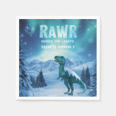 RAWR ライトの下 恐竜 冬の誕生日 スタンダードカクテルナプキン (正面)