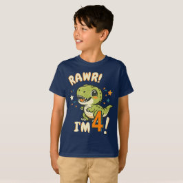 Rawr 僕は4歳だよ ベイビーTレックス 恐竜 4歳の誕生日 名前入り Tシャツ