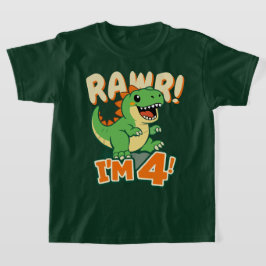 Rawr 恐竜 4歳の誕生日Tシャツ かわいい恐竜 私は4歳 Tシャツ