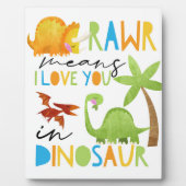 Rawr 愛してるよ 男の子の恐竜部屋サイン フォトプラーク (正面)