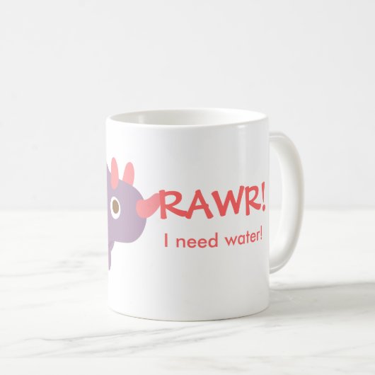 Rawr、私は水、おもしろいなトリケラトプスの恐竜を必要とします コーヒーマグカップ (正面右)