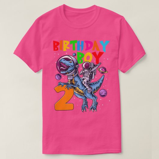 Rawr 2歳の誕生日男の子の宇宙飛行士2位に乗る tシャツ (デザイン正面)