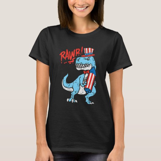 Rawr AmericanレックスDino Kids 7月4日男の赤ちゃん Tシャツ (正面)