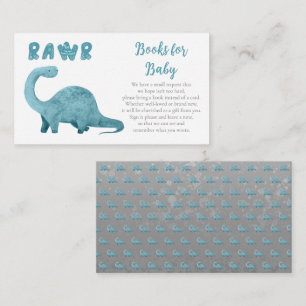 Rawr Blue Dinosaur Boy Baby Shower Books forベビー エンクロージャーカード