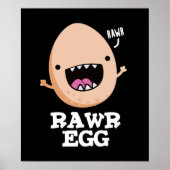 Rawr Egg おもしろい Roaring Raw Egg Pun Dark BG ポスター (正面)
