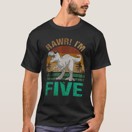 Rawr I m Five 5誕生日Tレックス恐竜Saurus 5 Tシャツ (正面)