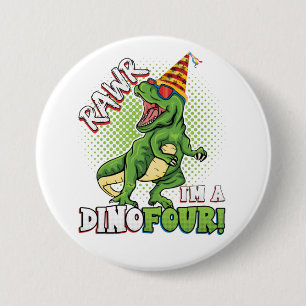 Rawr I'a Dinofour 4th Birthday Dinosale Round Bu 缶バッジ