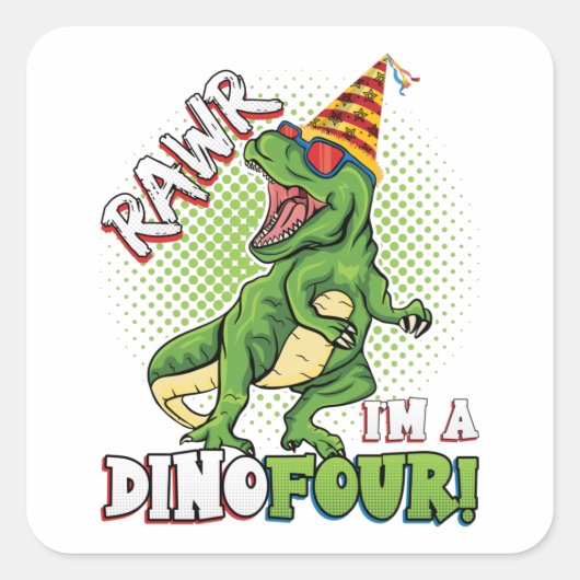 Rawr I'a Dinofour 4th Birthday Dinosax Square S スクエアシール (正面)
