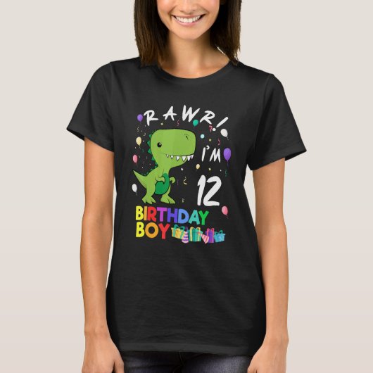 Rawr I'm 12かわいい恐竜誕生日 Tシャツ (正面)