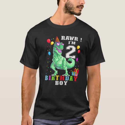Rawr I'm 2 2歳の誕生日レックス恐竜パーティーFor Bo Tシャツ (正面)