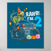 Rawr I'm 2 2nd Birthday T Rex Dinosaur Funny Party ポスター (正面)