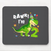 Rawr I'm 2 2nd Birthday T Rex Dinosaur Funny Party マウスパッド (正面)