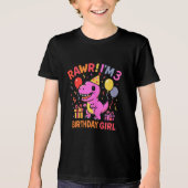 Rawr I'm 3恐竜誕生日女の子Tシャツ トライブレンドＴシャツ (正面)
