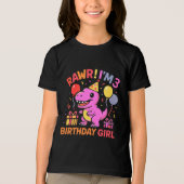 Rawr I'm 3恐竜誕生日女の子Tシャツ トライブレンドＴシャツ (正面)