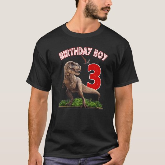 Rawr I'm 3rd Dinosaurs Birthday Boy 3 Years Old Re Tシャツ (正面)