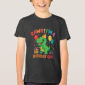 Rawr I'm 4恐竜誕生日女 トライブレンドTシャツ (正面)