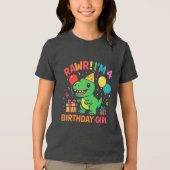 Rawr I'm 4恐竜誕生日女 トライブレンドTシャツ (正面)