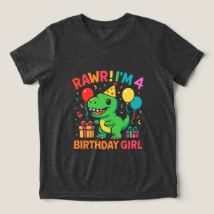Rawr I'm 4恐竜誕生日女 トライブレンドTシャツ