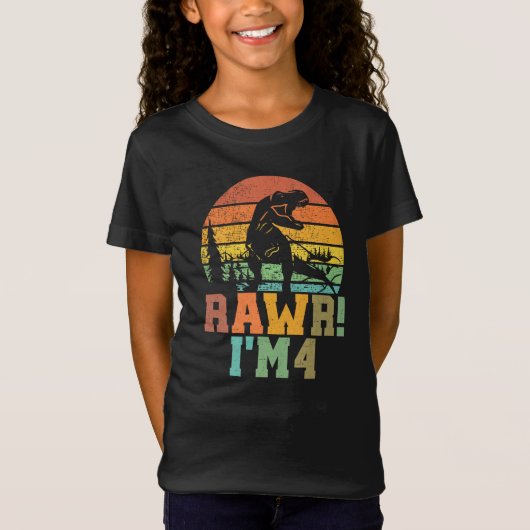Rawr Im 4恐竜Tレックス4歳 Tシャツ (正面)