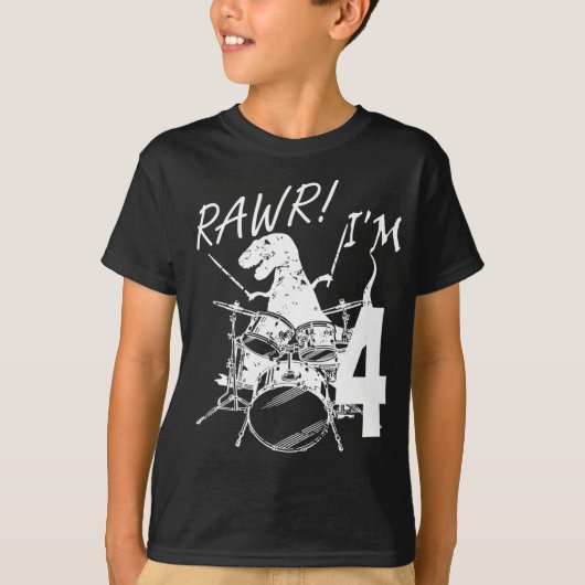 Rawr I'm 4 4th Birthday Dinosaur Boy T-Shirt Tシャツ (正面)